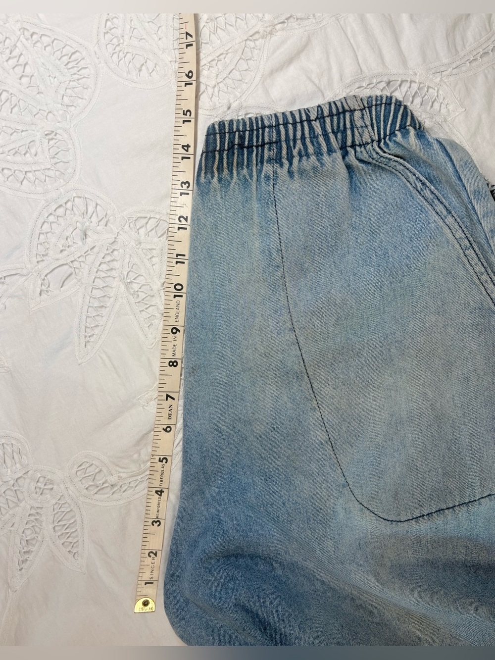 Vintage Season Ticket Light Wash Distressed Baggy Denim Jorts High Waist Long M - Picture 7 of 14